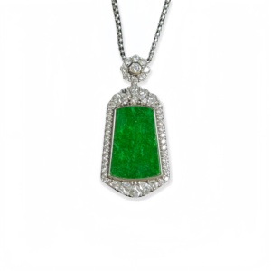 Colgante de Jadeíta Birmana Natural de Grado A, Colgante Rectangular de Jadeíta Birmana, Colgante de Jadeíta para Mujer, Regalo (Con Certificado NGTC) - Product Image 1