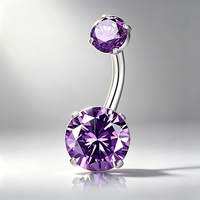 Anneau de nombril en acier chirurgical avec zircon transparent 5A, piercing de nombril à filetage externe, barbell banane, bijou de corps de luxe pour la plage