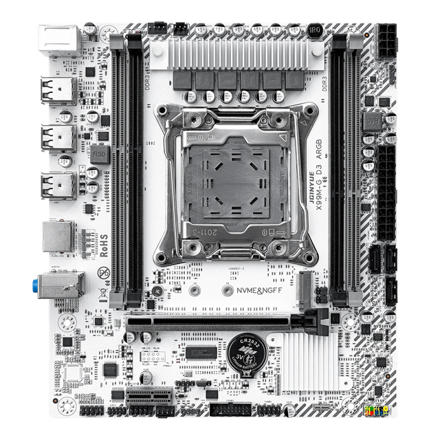 JGINYUE X99M-G DDR3 ARGB Motherboard M-ATX for Xeon E5 2676V3/2673V3/2666V3/2696V4 CPU DDR3 RAM for 3/M.2 (NVMe) 4 Ports