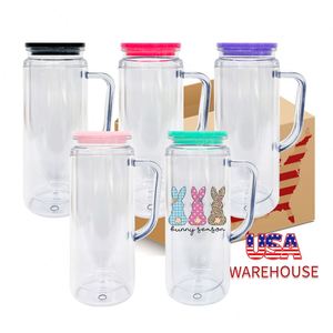 Gobelets à bière en acrylique transparent pré-perforés de 12 oz et 16 oz, avec revêtement UV DTF, style globe à neige, avec couvercle coloré et paille - Product Image 2