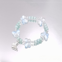 Bracelets tendance en perles de verre transparentes style Ins Pastel, bracelet extensible 6 tons style Elvish Girl, pour cadeau d'été pour adolescentes