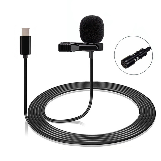 Superior Sound Quality USB-C Interface Lavalier Clip-on Omnidirectional Condenser Microphone for Smartphones or Tablet