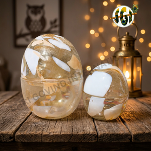 Porte-bougie en verre de luxe en forme de hibou avec couvercle, fait main, en verre coloré, résistant à la chaleur, de haute qualité pour la maison et la Saint-Valentin - Product Image 2