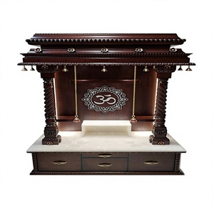 Divine Space Large Home Temple Pooja Mandir Classic Hindu Home Temple with Storage <b>Cabinet</b> Traditional Wooden Devghar Australia - Product Image 1