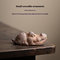 Ensemble de figurines de thé en céramique créative, style pierre ancienne, en poterie rustique, représentant un crocodile et un chien Sha Pei, pour décoration de bureau