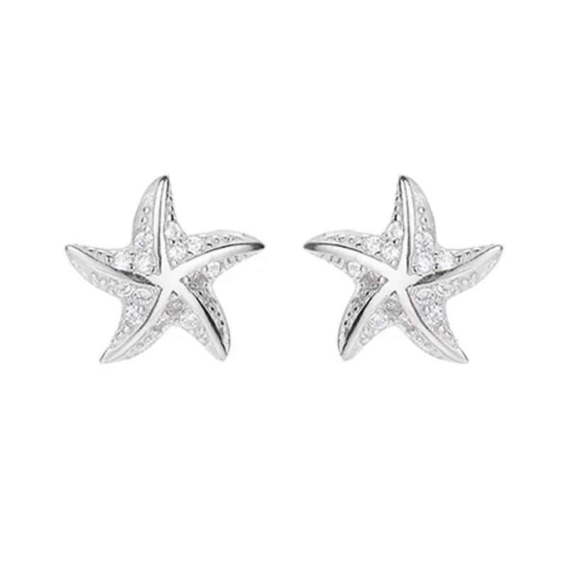 Pendientes de plata de ley 925 con forma de estrella de mar para mujer, aretes giratorios, venta al por mayor