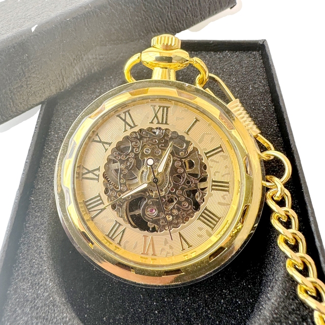 Gold Antique Skeleton Hollow Mechanical Watches Hand Winding Mechanical Pocket Watches