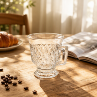 Vente en gros de tasses en verre simples et élégantes pour le thé au lait, les céréales du petit-déjeuner, le café