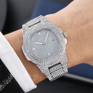 Montre Hip Hop G2163 avec Diamants, Montre à Quartz pour Hommes, Bracelet en Acier Étoilé, Calendrier, Montre à Quartz Entièrement Sertie de Diamants - Product Image 3