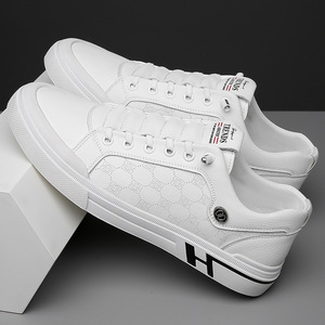 Zapatillas Blancas para Hombre de Cuero Genuino con Tacón Bajo, Suela de Goma Antideslizante, Estilo Casual y Deportivo para Caminar - Product Image 2