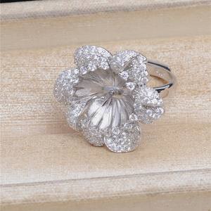 ที่ใส่แหวนเงินแท้ S925 รุ่นหรูหรา JG5457 แบบเปิด DIY สำหรับแหวนแฟนซีของผู้หญิง ขนาด 12-14 พร้อมจี้ไข่มุกและเครื่องประดับ - Product Image 4