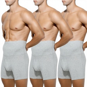 Slip da uomo in puro cotone lavorato a maglia a vita alta contenitivi, <span class=keywords><strong>boxer</strong></span> extra larghi e lunghi per modellare le cosce, <span class=keywords><strong>taglie</strong></span> <span class=keywords><strong>forti</strong></span> - Product Image 1