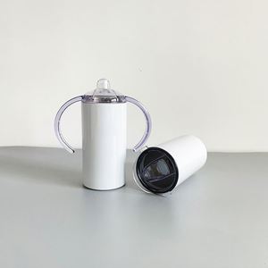 Bouteilles d'eau de 12 oz, tasses à bec sans soudure avec 2 couvercles et pailles pour impression par transfert thermique par sublimation - Product Image 4