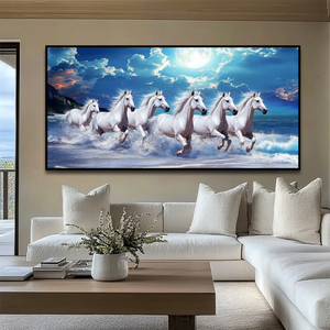 Wholesale Living Room Decorative Animal Wall Art 7 <strong>Horse</strong> Running <strong>Painting</strong> With Frame Canvas Custom Art Print - Product Image 3