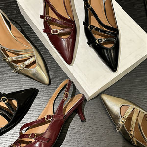 WETKISS all'ingrosso Sexy fibbia cinturino <span class=keywords><strong>bordeaux</strong></span> tacchi Slingbacks <span class=keywords><strong>scarpe</strong></span> da donna a punta tacchi bassi per donna Slingback Pump Shoes - Product Image 5