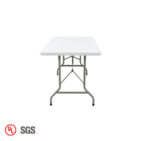 Table de salle à manger de restaurant en plastique HDPE blanc Table pliante rectangulaire de mariage de jardin extérieur de 180cm