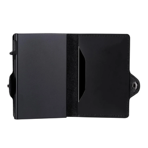 Casekey High Quality Smooth Real Genuine Leather Pop up Aluminium Card Holder <b>Wallet</b> <b>RFID</b> Protected Smart <b>Wallet</b> <b>for</b> <b>Men</b> - Product Image 2