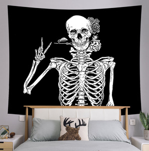 <span class=keywords><strong>Tapisserie</strong></span> murale en <span class=keywords><strong>fibre</strong></span> de polypropylène tissée à la main, style INS, motif crâne européen américain, pour usage intérieur/extérieur - Product Image 3