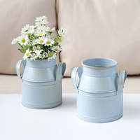 Vas Bunga Kering Gaya Pitcher Susu Vintage, Pot Bunga Gaya Pitcher Dua Pegangan, Dekorasi Bunga Buatan, Ember Bunga