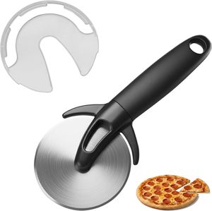 Roulette à <span class=keywords><strong>pizza</strong></span> ergonomique antidérapante de qualité supérieure en acier inoxydable multi-usages avec lame et couvercle en plastique pour découpeuse à <span class=keywords><strong>pizza</strong></span> - Product Image 1