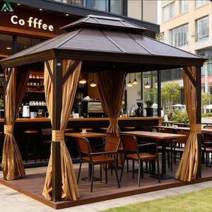 Pavillon <span class=keywords><strong>de</strong></span> <span class=keywords><strong>jardin</strong></span> <span class=keywords><strong>en</strong></span> métal imperméable ANCSEM pour l'extérieur, avec toit rigide <span class=keywords><strong>en</strong></span> aluminium, rideaux et moustiquaire - Product Image 5