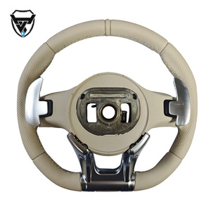 Volant modifié perforé de ligne blanche en cuir beige pour <span class=keywords><strong>Mercedes</strong></span> Benz a GLA B GLB C <span class=keywords><strong>GLC</strong></span> E GLE CLS ZC-809-P70-F - Product Image 2