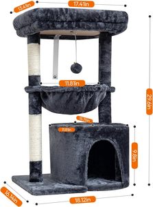ต้นไม้ลับเล็บแมวสีเทาอ่อน 3 ระดับ สไตล์น่ารัก วัสดุขนกำมะหยี่ - Product Image 5