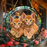 Nouveau film acrylique 2D transfrontalier, décoration d'intérieur, thème chats, design d'art moderne, attrape-soleil, panneau suspendu coloré peint