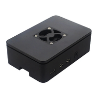 Raspberry Pi 4 Case ABS Shell Enclosure Box Carcasa negra Ventilador de refrigeración compatible para Raspberry Pi 4 Modelo B