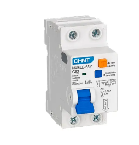 CHINT NXBLE 63Y residual current operated breaker with short circuit protection overload protection RCBO