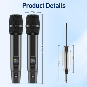 Popular 2-Channel Karaoke <b>Wireless</b> Microphone Rechargeable UHF Mini <b>Receiver</b> for Church Party Singing Speeches - Product Image 5