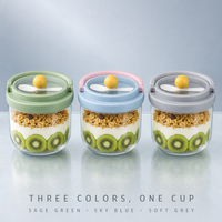 Bol à yaourt portable avec couvercle et cuillère, tasse transparente pour petit-déjeuner, salade de fruits, dessert, soupe sucrée, céréales, collation, récipient pour repas