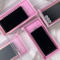 Extensions de cils individuelles en fibre PBT vegan, sans cruauté, naturelles, longues, 0,03 0,05 0,07 8-25 mm, courbure CC DD, étiquette privée, plateau de cils