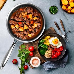 Hex Clad Frying Pan Tri ply thép không gỉ chất lượng tốt nhất gốm tổ ong không dính lớp phủ Chảo cảm ứng đồ nấu nướng không pfas - Product Image 2