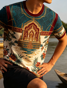 <span class=keywords><strong>เสื้อ</strong></span>ยืดลายกราฟิก<span class=keywords><strong>ว</strong></span>ินเทจสไตล์ลา<span class=keywords><strong>ว</strong></span>สำหรับผู้ชาย พรีเมียม เป็นมิตรกับสิ่งแ<span class=keywords><strong>ว</strong></span>ดล้อม แห้งเร็ว พิมพ์ลายแบบดั้งเดิมของลา<span class=keywords><strong>ว</strong></span> พิมพ์ลายเต็มตั<span class=keywords><strong>ว</strong></span> - Product Image 3