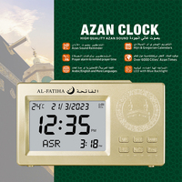 Jam Azan Digital FAJ-106 Islami Hitam untuk Meja, LCD, Kode Kota, Jadwal Sholat, Alarm Muslim untuk Rumah