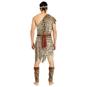 Costumes Ancient Wild Man Dress Halloween Performance Clothing Cosplay Caveman Leopard Costumes For Men