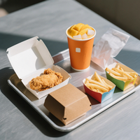 Cajas de Papel Corrugado Biodegradables y Ecológicas para Hamburguesas y Papas Fritas, Personalizadas al por Mayor