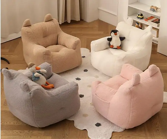 Đậu Túi lười biếng sofa siêu mềm trắng dài Fluffy lông túi Đậu ghế với cao mạnh mẽ hỗ trợ trở lại