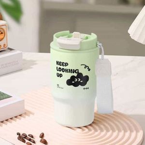 Stainless Steel Insulated Water Bottle With Pop-Up Lid Portable Thermal Bottle <b>Large</b> Capacity Food Grade Travel Mug - Product Image 4