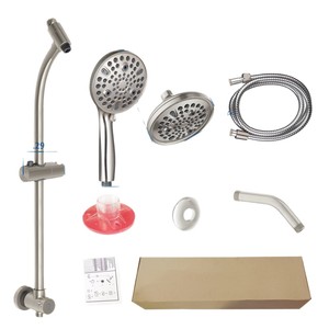 Shower Set With Riser Bar And Handheld Showerhead Nickel Plated <b>Brushed</b> Modern Design Easy To Install - Product Image 3