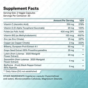 Tabletas de Luteína para el Cuidado Natural de la Salud Ocular, Suplemento para Mejorar la Claridad de la Visión, Protección Retinal, Vitaminas para la Vista, Cápsulas de Luteína - Product Image 2