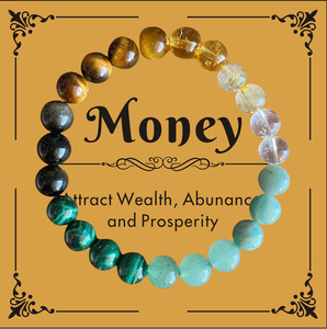 กำไลข้อมือหินธรรมชาติเสริมโชคลาภพร้อมการ์ดอวยพร กำไลแม่เหล็กเสริมเงินทอง แฟชั่นสำหรับผู้หญิงผู้ชาย ของขวัญเครื่องประดับ - Product Image 3