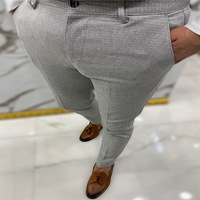 Costumes pour hommes européens et américains pantalons d'hiver Micro élastique coupe ajustée Leggings couleur unie Plaid affaires pantalons décontractés