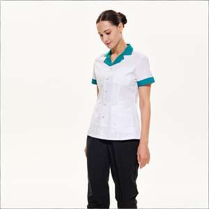 Uniforme Médico con Bloques de Color Blanco y Verde, Ropa de Trabajo para Enfermeras de <span class=keywords><strong>Farmacia</strong></span>, Uniforme para Personal Médico con Logotipo Bordado Personalizado - Product Image 4