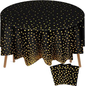 <b>Round</b> 84-Inch Plastic Striped Printed <b>Tablecloth</b>-Oilproof Waterproof Disposable Modern Design <b>for</b> Weddings & Parties - Product Image 1