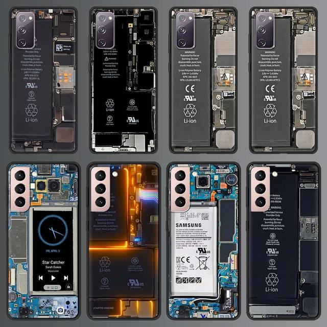 Motherboard Circuit Board Case For Samsung Galaxy S22 5G S21 Ultra S20 FE S10 S9 Plus S10E S8 Soft Silicone Black Phone Cover