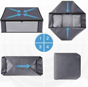 Paquete de 3 bolsas de almacenamiento plegables de PVC con cremallera para ventana, de 3 capas, de tela no tejida, para edredones y almohadas, para guardar ropa en el armario. - Product Image 6