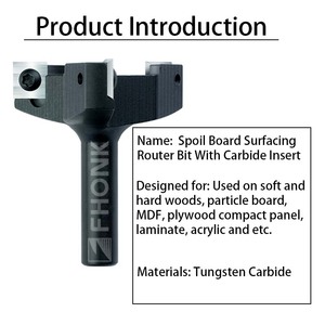 Spoil Board Surfacing <strong>Router</strong> Bit With Three Carbide Insert 3Flute <strong>Router</strong> with Reversible Inserts, Top End Mill - Product Image 5