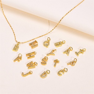 Gold Plated Letter <b>Necklace</b> Custom 26 Zircon Letter Pendant <b>Necklaces</b> - Product Image 1